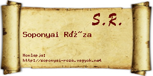 Soponyai Róza névjegykártya